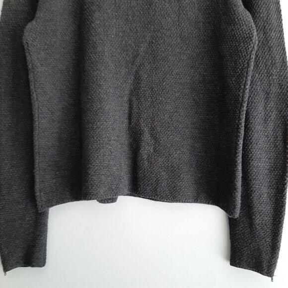 BRORA Merino Cashmere Blend Full Zip Knit Moto Style Cardigan Jacket Grey Sz S - Picture 10 of 15
